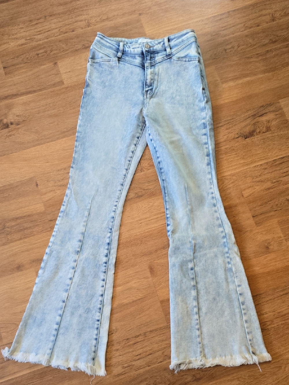 KanCan Light Blue Flare Jeans with Frayed Hem